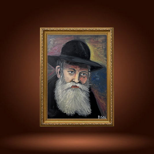 Handcrafted One-of-a-Kind Rabbi Lubavitch Portrait